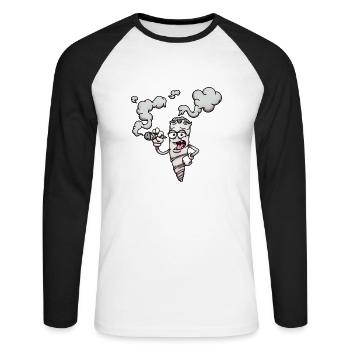 Marihuana Joint Charakter Rauchen eines Joints - Unisex Baseballshirt langarm - Weiß/Schwarz - Vorne - Nik (191cm)