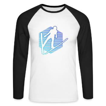 Ski Jumping Ski Jumpers Ski Flying Men Women - Unisex Long Sleeve Baseball T-Shirt - white/black - Front - Nik (191cm)