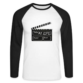 MA SCÈNE - T-shirt baseball manches longues Homme - blanc/noir - Devant - Nik (191cm)