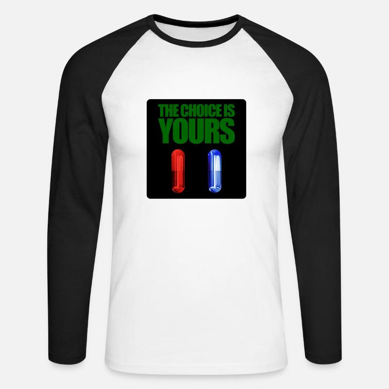 Matrix rote oder blaue Pille - Unisex Baseballshirt langarm - Weiß/Schwarz