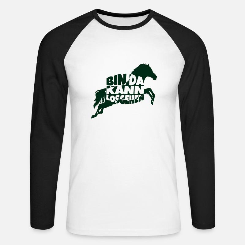 bin da pferd 1 - Unisex Baseballshirt langarm - Weiß/Schwarz
