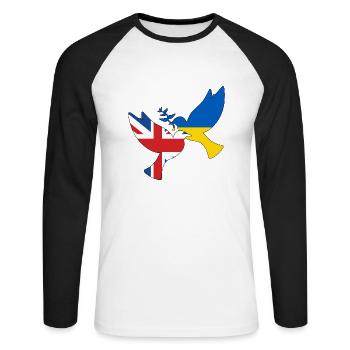 ukriane angleterre colombe de la paix - T-shirt baseball manches longues Homme - blanc/noir - Devant - Nik (191cm)