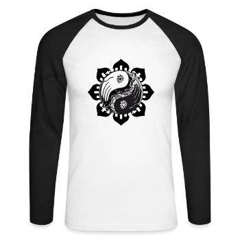 Harmonie en équilibre: T-shirt, casquette et - T-shirt baseball manches longues Homme - blanc/noir - Devant - Nik (191cm)