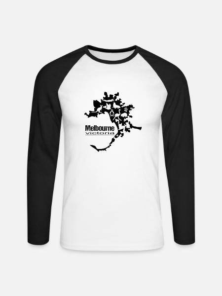 Melbourne - Victoria Animals - Unisex Baseballshirt langarm - Weiß/Schwarz