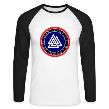 Wikinger Kompass Wotan - Unisex Baseballshirt langarm - Weiß/Schwarz - Vorne - Nik (191cm)