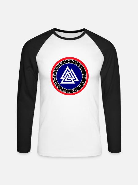 Viking Compass Wotan - Unisex Long Sleeve Baseball T-Shirt - white/black