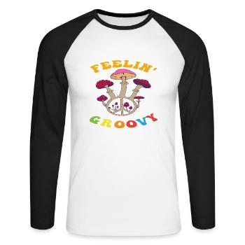 Feelin Groovy Peace Frieden Freiheit Hippie - Unisex Baseballshirt langarm - Weiß/Schwarz - Vorne - Nik (191cm)