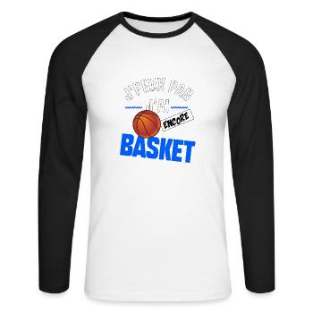 J’peux pas j’ai basket - T-shirt baseball manches longues Homme - blanc/noir - Devant - Nik (191cm)