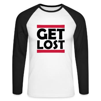 Strip Se perdre - T-shirt baseball manches longues Homme - blanc/noir - Devant - Nik (191cm)