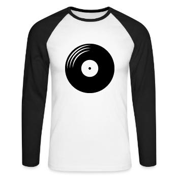 Vinyl record round - Unisex Long Sleeve Baseball T-Shirt - white/black - Front - Nik (191cm)