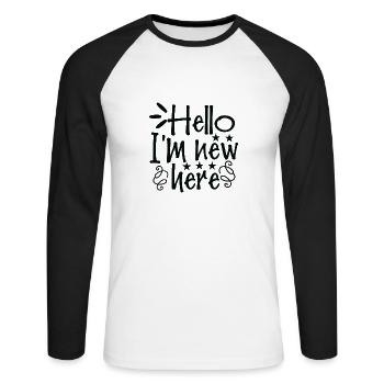 Bonjour, je suis nouveau ici - T-shirt baseball manches longues Homme - blanc/noir - Devant - Nik (191cm)