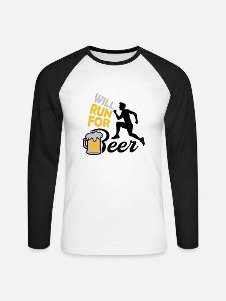 Run for Beer - Unisex Long Sleeve Baseball T-Shirt - white/black