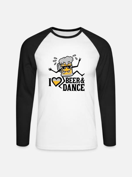 Love Beer and Dance - Unisex Long Sleeve Baseball T-Shirt - white/black