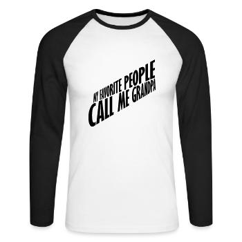 People Call Me Grandpa - Unisex Long Sleeve Baseball T-Shirt - white/black - Front - Nik (191cm)