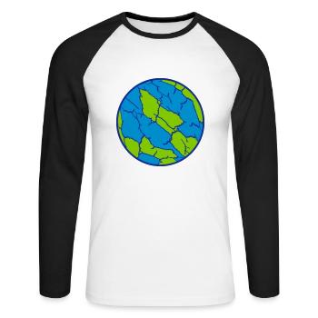 Planet Ball Cracks Pattern - Unisex Long Sleeve Baseball T-Shirt - white/black - Front - Nik (191cm)