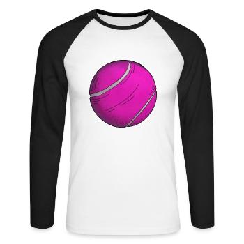 Autocollant de balle de tennis Rose Joueur de tennis - T-shirt baseball manches longues Homme - blanc/noir - Devant - Nik (191cm)