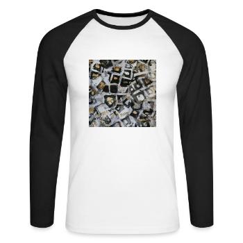 Pattern - Unisex Baseballshirt langarm - Weiß/Schwarz - Vorne - Nik (191cm)