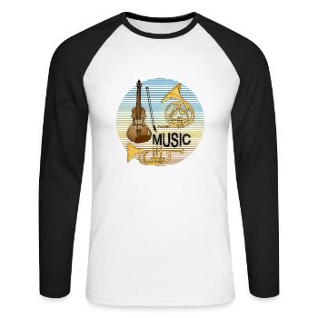 Musikinstrumente - Unisex Baseballshirt langarm - Weiß/Schwarz - Vorne - Nik (191cm)