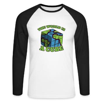 Cubing Speedcubing Cube Cuber Gift Puzzle - Unisex Long Sleeve Baseball T-Shirt - white/black - Front - Nik (191cm)