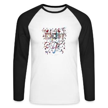 Think outside the box positive thoughts happy - Unisex Long Sleeve Baseball T-Shirt - white/black - Front - Nik (191cm)