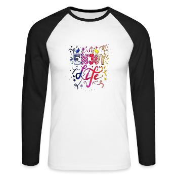 Think outside the box positive thoughts happy - Unisex Long Sleeve Baseball T-Shirt - white/black - Front - Nik (191cm)