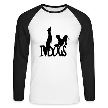 J’adore les chiens - T-shirt baseball manches longues Homme - blanc/noir - Devant - Nik (191cm)
