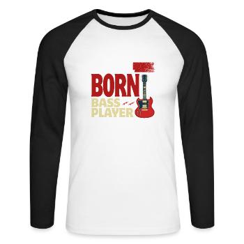 Natural Born Bass Player - T-shirt baseball manches longues Homme - blanc/noir - Devant - Nik (191cm)