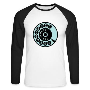 Wählscheibe Vintage Telefon anrufen Retro Technik - Unisex Baseballshirt langarm - Weiß/Schwarz - Vorne - Nik (191cm)