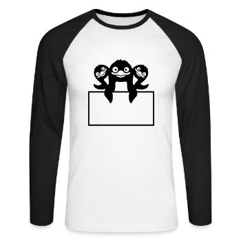 Encadré 3 Bouclier des pingouins - T-shirt baseball manches longues Homme - blanc/noir - Devant - Nik (191cm)