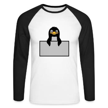 Alberner Penguin derrière Schild - T-shirt baseball manches longues Homme - blanc/noir - Devant - Nik (191cm)