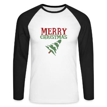 Merry christmas - Unisex Baseballshirt langarm - Weiß/Schwarz - Vorne - Nik (191cm)