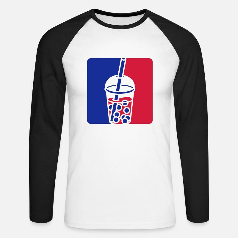 Blau Rot Bubble Tea - Unisex Baseballshirt langarm - Weiß/Schwarz