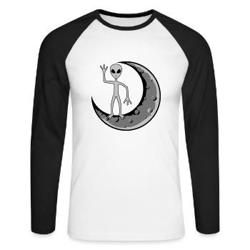 Ondes lunaires extraterrestres debout - T-shirt baseball manches longues Homme - blanc/noir - Devant - Nik (191cm)