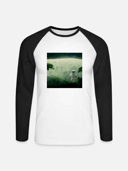 Lonely Voyager 004 - Unisex Baseballshirt langarm - Weiß/Schwarz