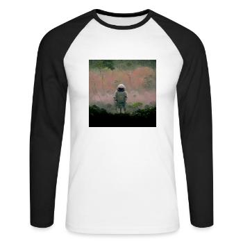 Lonely Voyager 008 - Unisex Baseballshirt langarm - Weiß/Schwarz - Vorne - Nik (191cm)