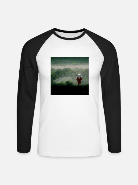 Lonely Voyager 034 - Unisex Baseballshirt langarm - Weiß/Schwarz