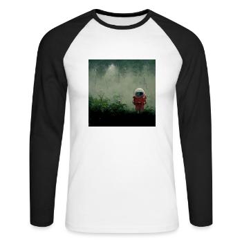 Lonely Voyager 068 - Unisex Baseballshirt langarm - Weiß/Schwarz - Vorne - Nik (191cm)