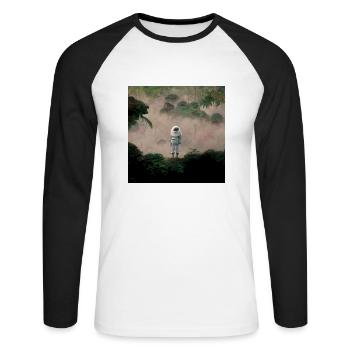 Lonely Voyager 080 - Unisex Baseballshirt langarm - Weiß/Schwarz - Vorne - Nik (191cm)
