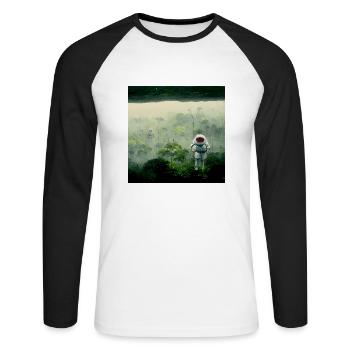 Lonely Voyager 046 - Unisex Baseballshirt langarm - Weiß/Schwarz - Vorne - Nik (191cm)