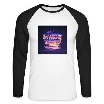 Game Over Rétro - T-shirt baseball manches longues Homme - blanc/noir - Devant - Nik (191cm)