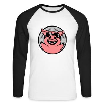 Kreis Cool Sonnenbrille Schwein - Unisex Baseballshirt langarm - Weiß/Schwarz - Vorne - Nik (191cm)