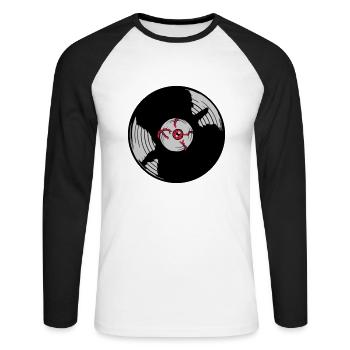Horror Eye Vinyl Record - Unisex Long Sleeve Baseball T-Shirt - white/black - Front - Nik (191cm)