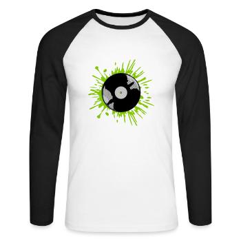 Color blobs vinyl record drops - Unisex Long Sleeve Baseball T-Shirt - white/black - Front - Nik (191cm)