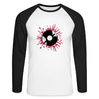 Blood Drops Record Splashes of Color - Unisex Long Sleeve Baseball T-Shirt - white/black - Front - Nik (191cm)