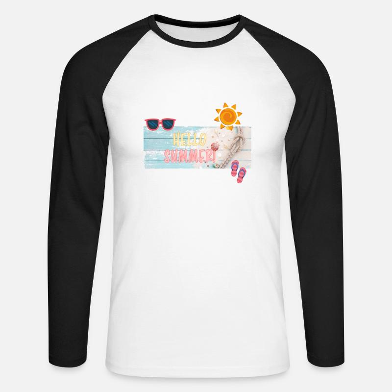 Hallo Sommer, Hallo Sommer - Unisex Baseballshirt langarm - Weiß/Schwarz