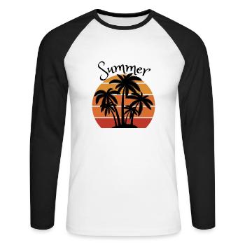 Summer - T-shirt baseball manches longues Homme - blanc/noir - Devant - Nik (191cm)