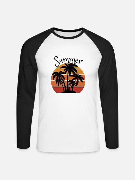 Summer - T-shirt baseball manches longues Homme - blanc/noir