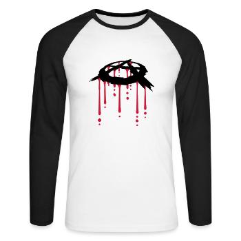 symbole d'anarchie goutte de sang - T-shirt baseball manches longues Homme - blanc/noir - Devant - Nik (191cm)