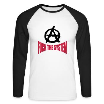 Fuck l'anarchie du système - T-shirt baseball manches longues Homme - blanc/noir - Devant - Nik (191cm)