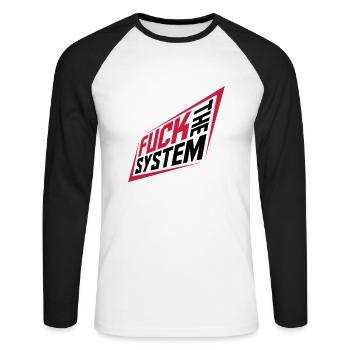Fuck la révolution du système - T-shirt baseball manches longues Homme - blanc/noir - Devant - Nik (191cm)